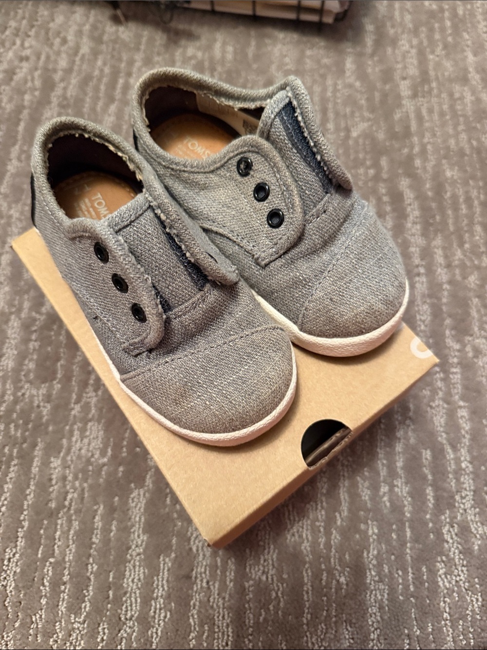 Toms Kids Slip-On Canvas Sneakers — Gray